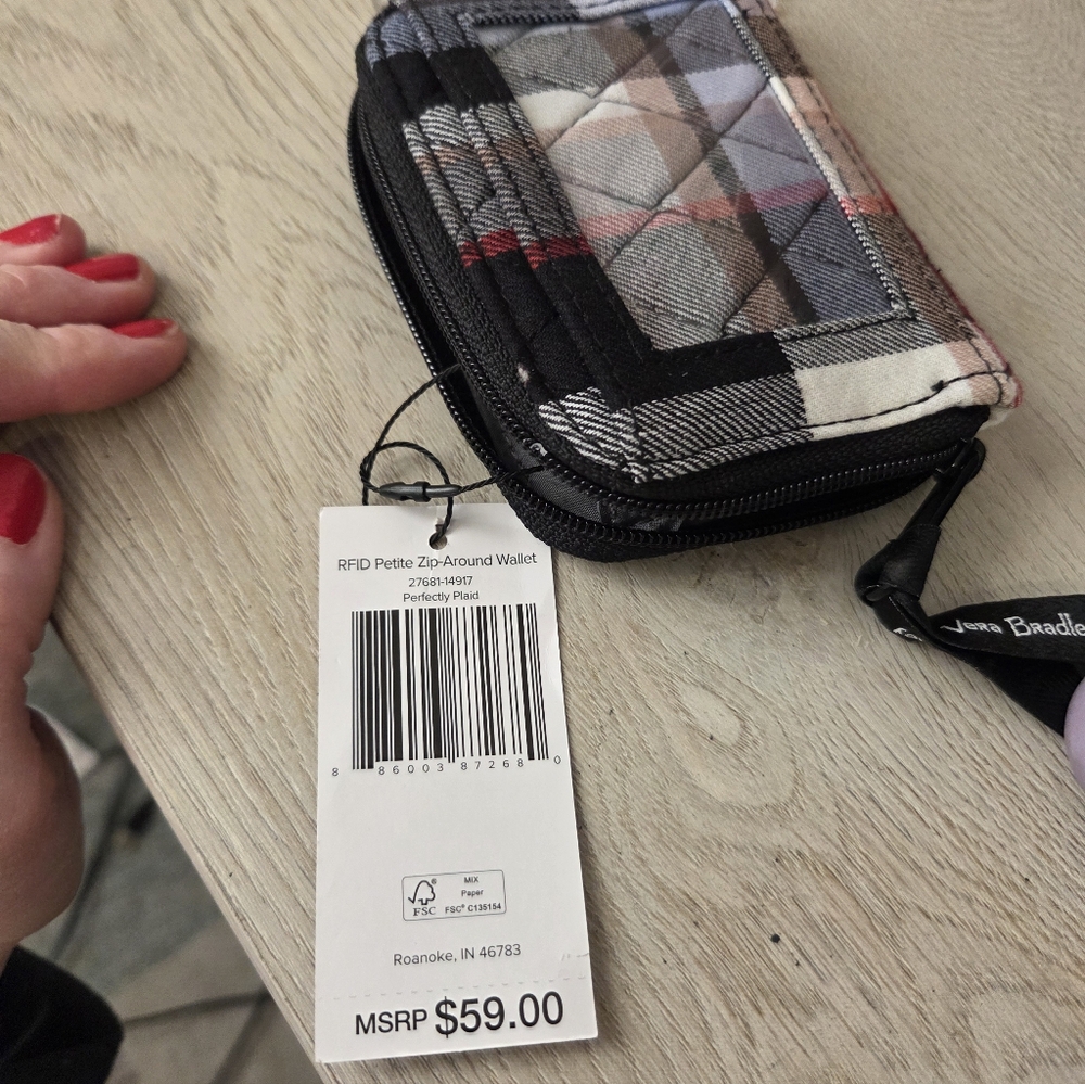 Vera Bradley Plaid Zip-Around Wallet